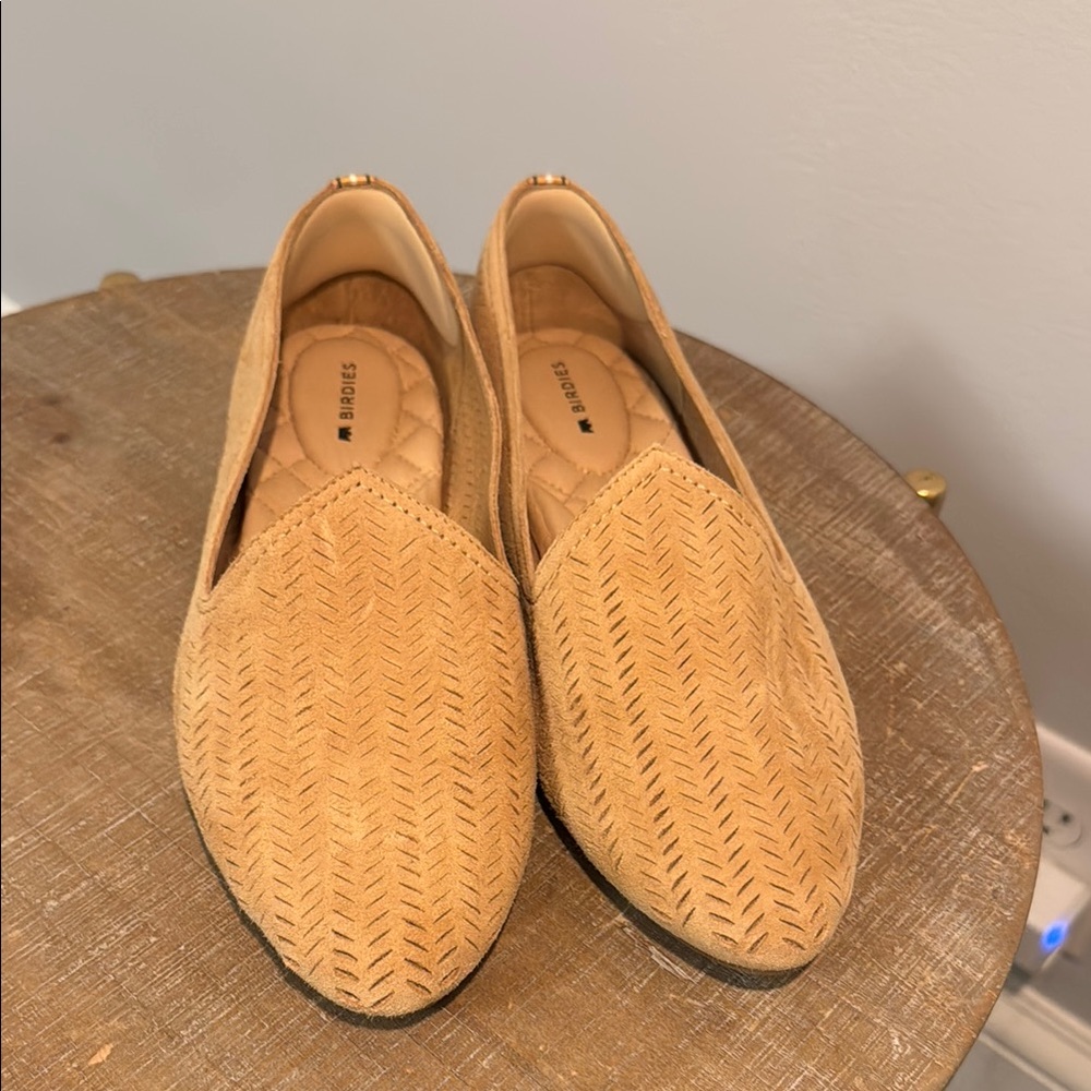 Birdies Tan Flats Woven Slip-On Loafers